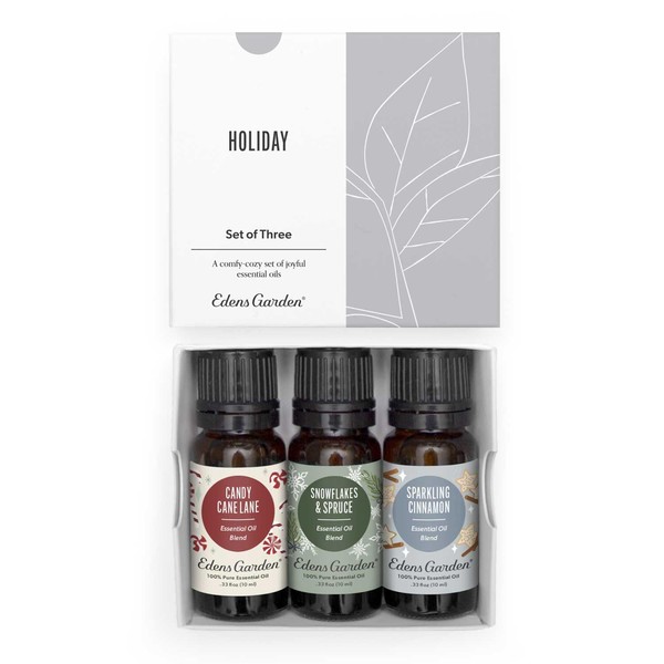 Edens Garden Holiday 3 Set, el mejor kit de aromaterapia de aceite esencial 100% puro y mezcla de aceite esencial sinergia (para difusor y uso terapéutico), 10 ml