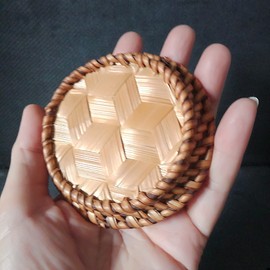 Strong689 Coasters Hot-Cold Vintage Bamboo Handmade Natural Coasters Drink Holders Kitchen Bedroom Living Room Coffee Table 2 Pcs