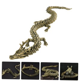 Levemolo Copper Dragon Statue Decorative Dragon Sculpture for Desktop Unique Craft Decor for Design for Dragon Enthusiasts