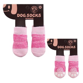 CATSELURRY 4 Pieces Dog Socks Knitted Grip Socks for Pets with Cartoon Pattern Anti-Slip Shoes for Home Hardwood Floor Wear 4 Pieces Dog Socks