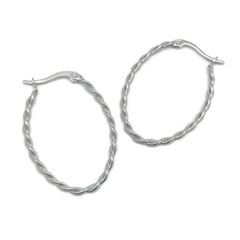 Stainless Steel Twisted Wire Hoop Earrings for Women Oval Shape Medium Size Click Top, Medium, Stainless Steel, No Gemstone