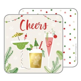 Gina B Designs Christmas Paper Reversible Coasters - Holiday Cheer! - 3.75 x 3.75 inches, Thick Paper, Pack of 20 -Made in The U.S.A.