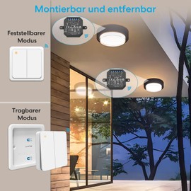 LoraTap Wireless Switch Set Radio Receiver with Wireless Wall Switch Including Magnetic Wall Mount 230 V (2 Channel)