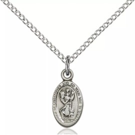 Bliss Sterling Silver Saint Christopher Catholic Medal Pendant Necklace 18" Chain Gift