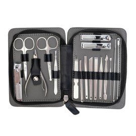 Pro MAN-I PEDI 17-Piece Manicure Pedicure Grooming Kit for Men Professional Stainless Steel Nail Clippers, Cuticle Tools & Scissors Set with Portable Black Travel Case