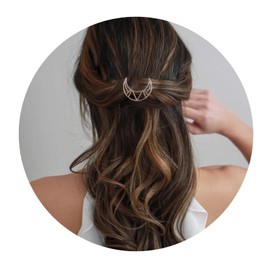 Cimenexe Bohemian Crescent Moon Hair Clip, Crescent Moon Hairpin, Geometric Hairpin Clips, Gold Moon Headpiece, Metal Decorative Hair Accessories, Jewellery for Women and Girls