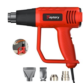 Heat Gun 2000W, Hot Air Gun Variable Temperature Control 300°C - 600°C, Hot Air Gun Kit with 4 Nozzles for Crafts, Shrink, Paint Removing, Can Be Inverted, Red