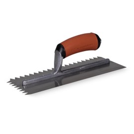 MARSHALLTOWN QLT Notched Trowels - Riveted (11 x 4-1/2), Soft Grip Handle, V-Shaped Notch, 13mm X-Notch, 13mm Y-Notch, 0mm Z-Notch, Made In The USA, NT765SG