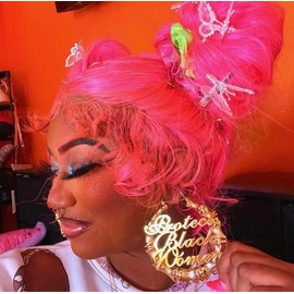 18k Gold Plated Protect Black Women Bamboo Hoop Earrings Hypoallergenic Stainless Steel Fashion Jewelry 90's Hip Hop Inspired (Large (3.5 inch hoop), Gold)