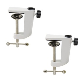 Pack of 2 Replacement Table Clamp, Scissor Arm Stand, I-Shaped Clamp Holder, Metal Desk Clamp, Table Holder for Microphone, Aluminium Support Clamp, for Attaching Lamps (White)