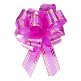 MECCANIXITY 5pcs 4 Inch Large Pull Bow Metallic Rose Red Gift Wrapping Bows with Gold Edge for Wedding Baskets Presents Christmas