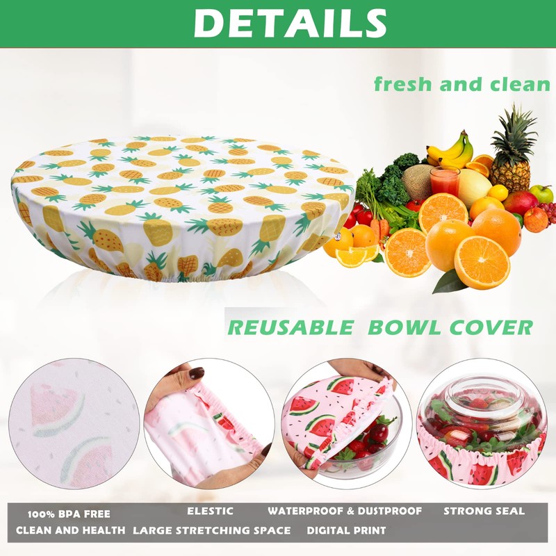 10Pcs Reusable Bowl Covers In 5 Size, Stretch Cloth Fabric