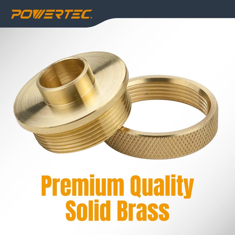POWERTEC Router Guide Bushing Solid Brass 5/8", Short Shank Precision