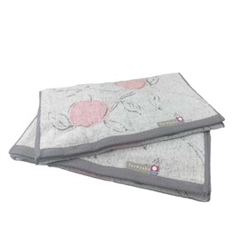 Imabari Towel, Taoyaka Flower Pattern, Face Towel, Certified 2 Piece Set, Water Absorbent, Made in Japan, 100% Cotton (Apple, Face Towels, 2 Pieces)