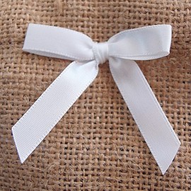 Harvest Imports Pack of 12 3/8" White Satin Pre-Tied Bow with Wire Twist Included