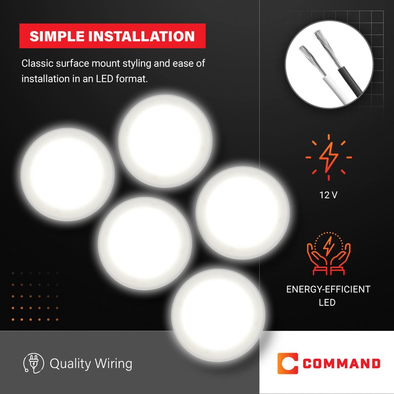 Command Electronics OEM 12V LED RV Low Profile Surface Mount