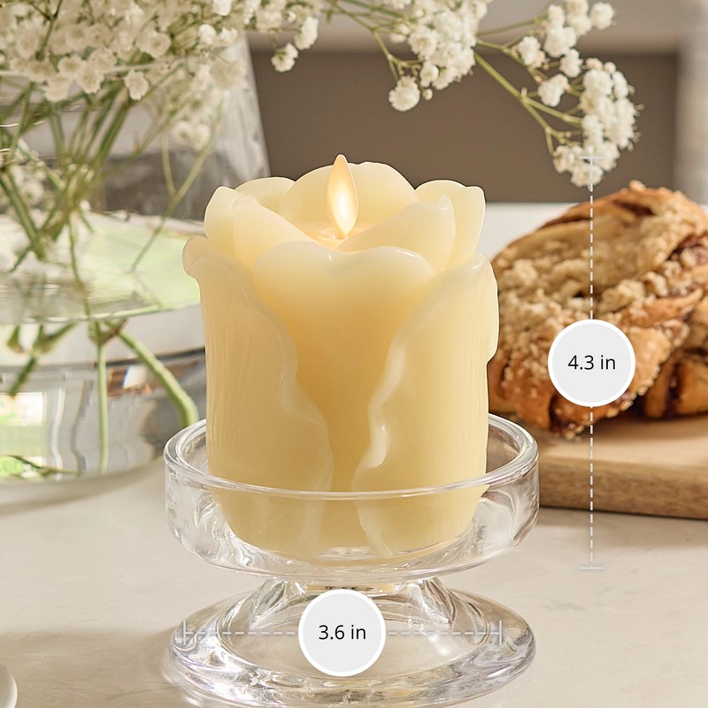 Luminara Lemon Chiffon Rose Flameless Candle - 3.6" x 4.3"