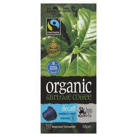 bean ground & drunk Organic Fairtrade Decaff coffee 10 aluminium capsules best by 23/3/25