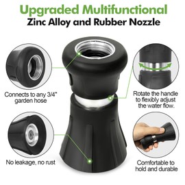 SPECILITE 5/8" Garden Hose 100 ft with High Flow Nozzle, Heavy Duty Flexible Hybrid Rubber Water Pipe for Outdoor, Lightweight, Leak-Proof, No-Kink, 3/4"Brass Fittings,Black