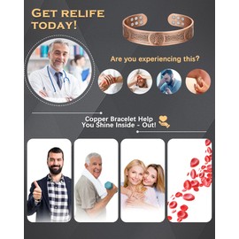 Jeracol Copper Bracelet Men and Women, 18 Ultra Strong Magnets 99% Pure Copper Adjustable with Gift Box