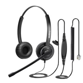Beebang Telephone Headset with Pro Noise Canceling Microphone, RJ9 Phone Headset for Office Call Center Landline Deskphone, Work for Mitel NEC Shoretel Aastra Uniden Allworx Toshiba