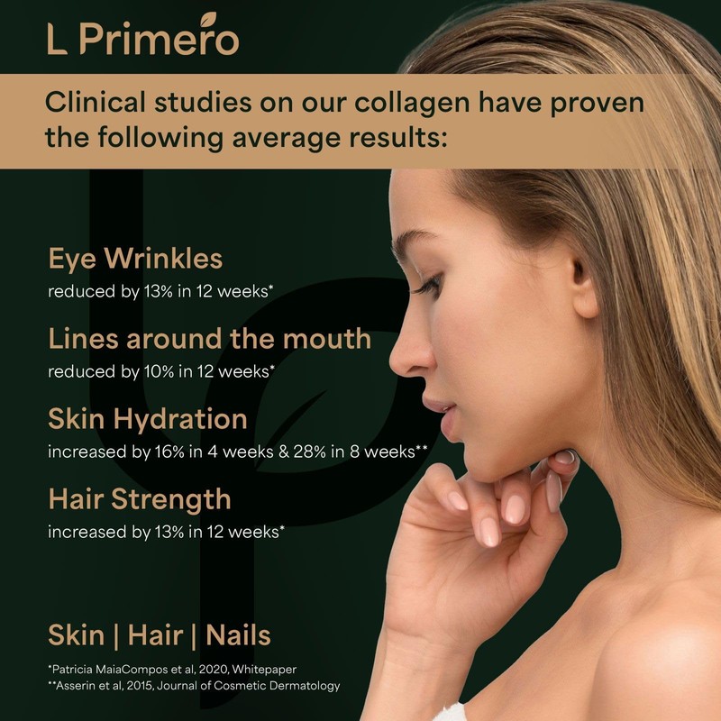 L Primero Collagen Peptides Powder 400g, Hydrolysed Unflavoured, Grass-Fed Bovine