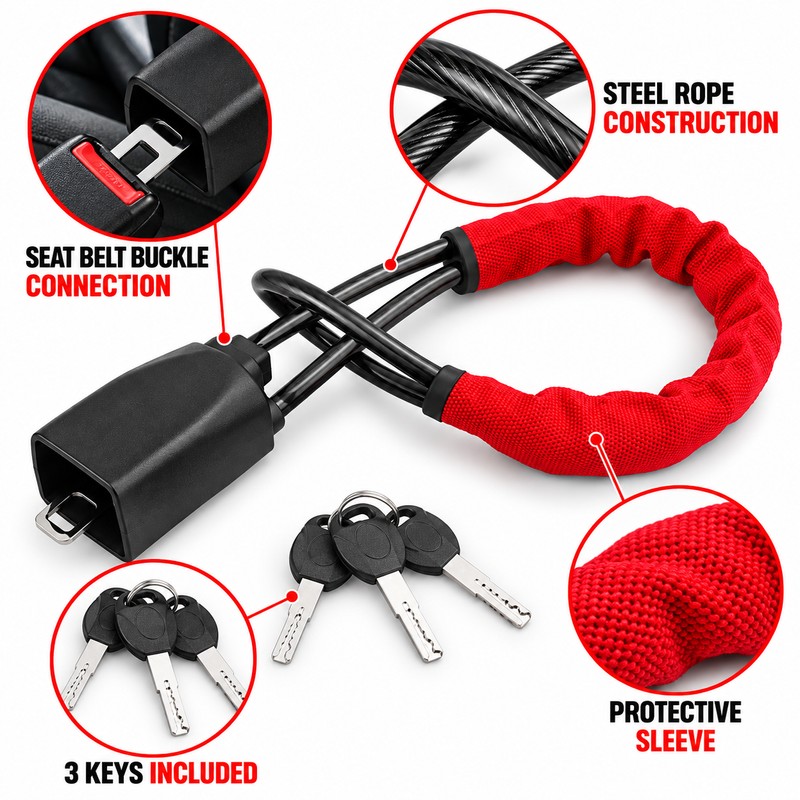 Steering Wheel Lock for Vehicle Security – ABS & Steel