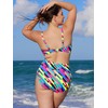 Ocean Blues Women's Neon Striped Plus Size Bikini Top Twist