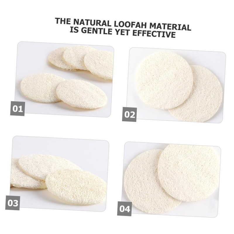 OATIPHO 10pcs Natural Loofah Facial Scrubber Pads for Deep Cleansing