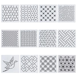 FREEBLOSS Embroidery Stencils - Geometric Sashiko Patterns - Acrylic 14x14cm