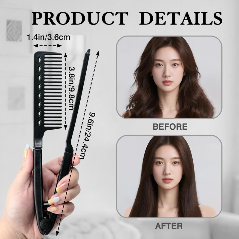 Hair Straightening Comb – Heat-Safe, Tangle-Free V-Shaped Styling Tool for