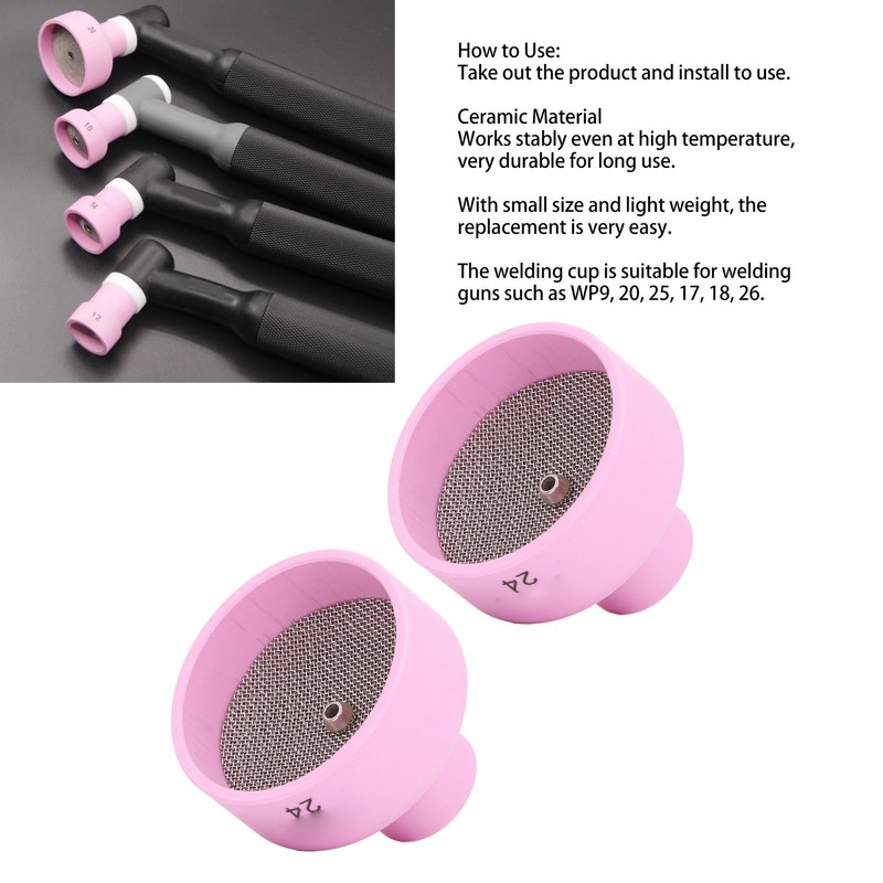 2Pcs TIG Welding Cup 24# Ceramic Nozzle 2.4mm Center Hole