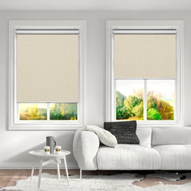 SHADESLINE Cordless Upgraded 100% Blackout Roller Shade, Window Blind with Thermal Insulated, UV Protection Fabric. Easy to Install. (Maximum Height 80") (Ivory Color) (23" Wide)