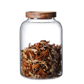 WINAKUI Large Glass Jars with Airtight Wooden Lid, Food Storage Glass Canister, Clear Cereal Storage Container for Flour, Sugar, Coffee Beans, Snack (1 Gallon (4000ml))