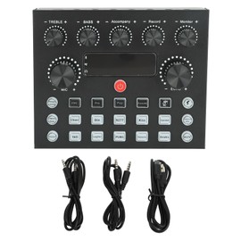 Live Sound Card Multi Sound Effects Mini Sound Mixer Board with Colorful Lights for Karaoke Live Streaming Record