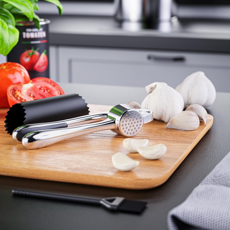 Arendo - Stainless Steel Garlic Press Ginger Press - Zinc
