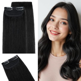 SEGO Clip in Hair Extensions for Women, 100% Remy Human Hair, Mini Hairpieces with 2 Clips, Short Extensions to Add Hair Volume, 1 Pcs, 8 Inches, 10g, Jet Black