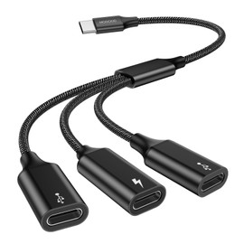 MOGOOD USB C auf USB C Buchse Adapter Y Kabel USB Splitter, USB C Stecker auf 3 USB-C Buchse Kabel Konverter, 3 USB C Ports Ladegerät Hub Netzteil Splitter für Laptop (Nicht für Monitor)