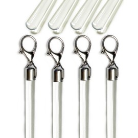 OooWow 24 inch (4 Pack) Steel Cap Round Base Acrylic Curtain Pull Wand - Clear Curtain Pull Rod - Versatile Curtain Wand - Invisible Drapery Wand - Drapery Pull Rod (24 Inch)