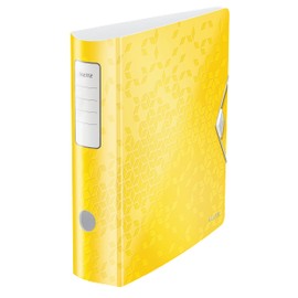 Leitz A4 Lever Arch File Active, Yellow, Curved spine 75mm width, Elastic fastening, Light polyfoam, WOW Range, 11060016