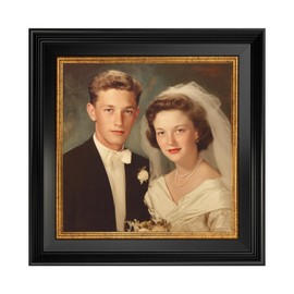 FOLKOR Vintage Plein Air Frame for 8x8 Handmade Paintings, 1.7" Wide Old-fashioned Art Frame for Horizontal Vertical Display, No Glass Cover & Back, Living Room Bedroom Entryway Decor (Black Gold)