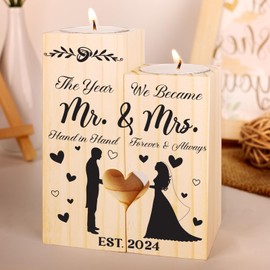 1st Anniversary Wedding Gifts for Couples 2024, 1 Year for Wife Girlfriend Her, First Gifts for Husband Boyfriend Him, Mr and Mrs Presents, Candle Holder