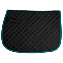 Dura-Tech All-Purpose Saddle Pads for Horses | Schooling Saddle Pad Square Cut | Equines Horse Saddle Pads | Polyester Fabric Blend | 23" Spine and 18" Drop Length | Color Black/Turquoise