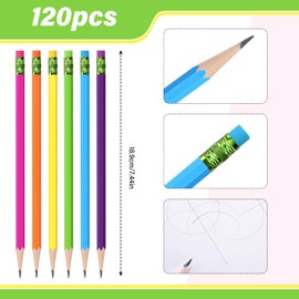 TecUnite 120 Pcs HB Pencils Unsharpened Pencils with Eraser Wooden Hexagonal Pencils for Adults Gifts Graphite Pencils for Exams Office Sketching(Rainbow Colors,Simple)