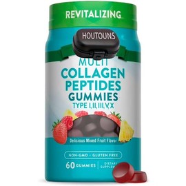 HOUTOUNS Fits Nature's Truth Multi Collagen Gummies | Type I, II, III, V, X | 60 Count | Non-GMO & Gluten Free Complex Supplement | Mixed Fruit Flavor + Pill Box