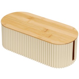 BEZORR Cable Tidy Box, Cables management box, Cable organisers with Bamboo Lid for Hiding Messy Cables Wire Management -white