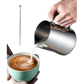 Vitalux Milk Jug 304 Stainless Steel Milk Frothing Pitcher Coffee Latte Art Milk Pot Drink Pitcher with Scale Line 12oz (350ml)