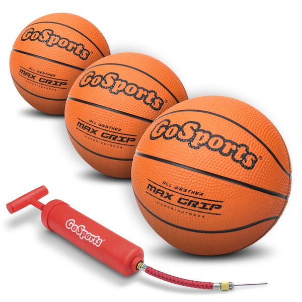 GoSports 7" Mini Basketball 3 Pack with Premium Pump - Perfect for Mini Hoops or Training