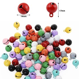 14mm Jingle Bells, 65pcs Jingle Bells Craft Bells Ornament Colorful Craft Bells Christmas Decoration Bells Metal Tinkle Bells for Christmas Party Decorations Supplies DIY Pet Collar Jewelry Craft