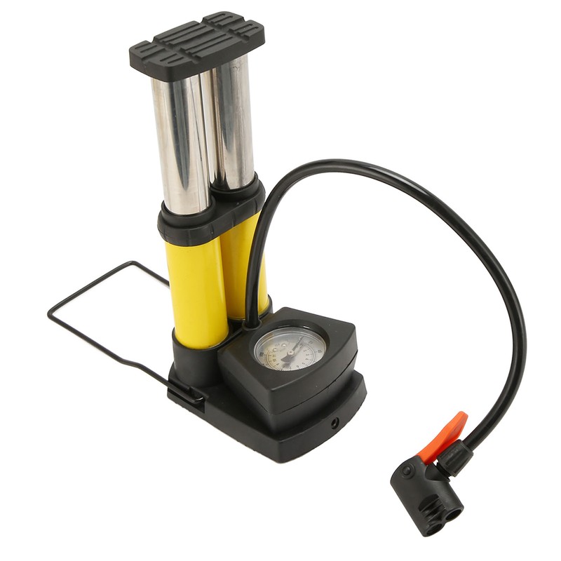Double Barrel Foot Pump Fast Efficient Multifunction Portable Bike Floor